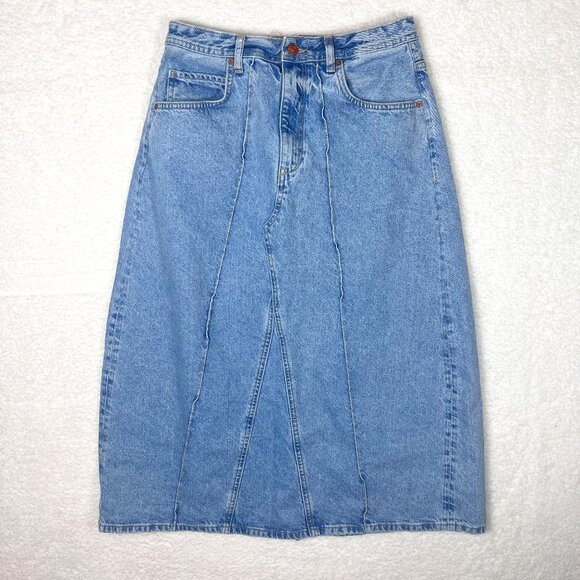 Anthropologie Blue Denim Midi Skirt - Picture 1 of 5